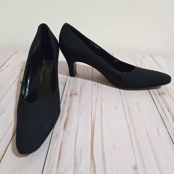 Salvatore Ferragamo Shoes - Salvatore Ferragamo Nisida Pumps Women 8 AA Narrow Black Suede Heels